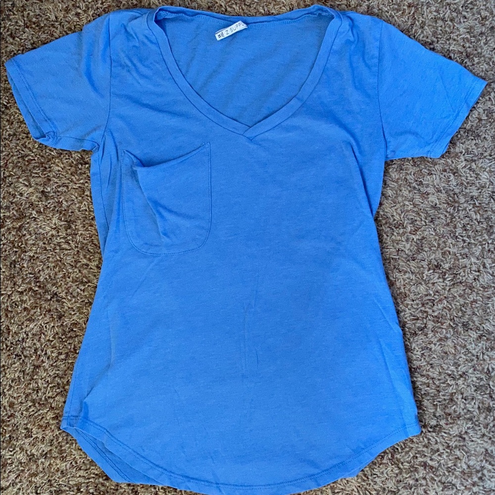 NWOT XS Blue Z Supply V-neck Pocket Tee